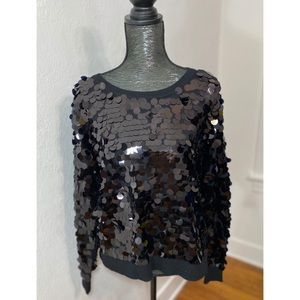 MICHAEL Michael Kors Black Women's Sequined Long Sleeve Pullover Sweater Sz S